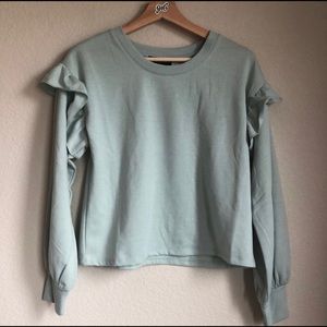 NWT Almost Famous Mint Ruffle Shoulder Sweatshirt Medium